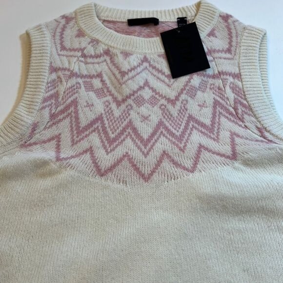 Anthony Thomas Melillo ATM Fair Isle Wool Sweater Vest cream pink size XS NEW - Picture 6 of 9